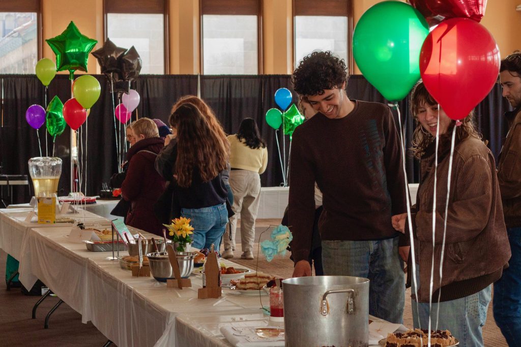 Attendees view the Edible Book Festival submissions