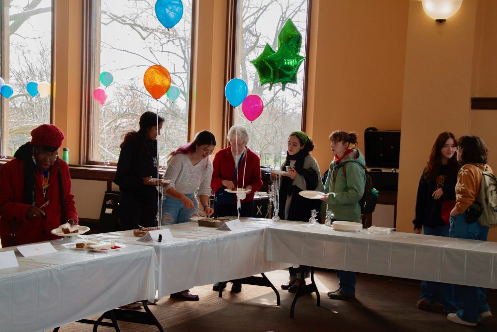 Attendees view the Edible Book Festival submissions